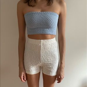 White lace detail biker shorts- Princess Polly